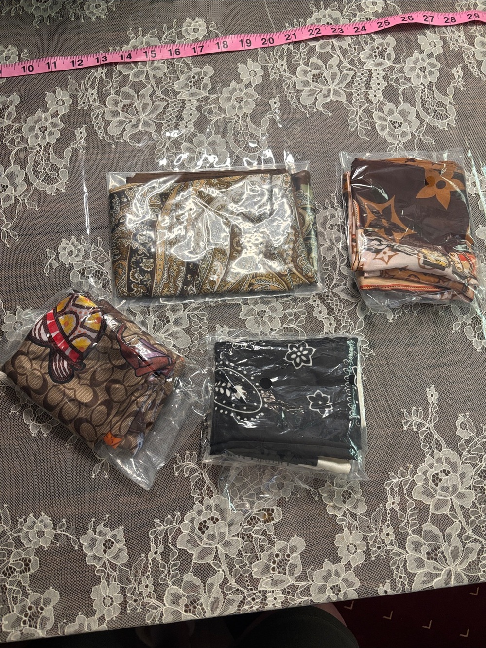 Scarf wrap hair silky printed bundle lot of 4